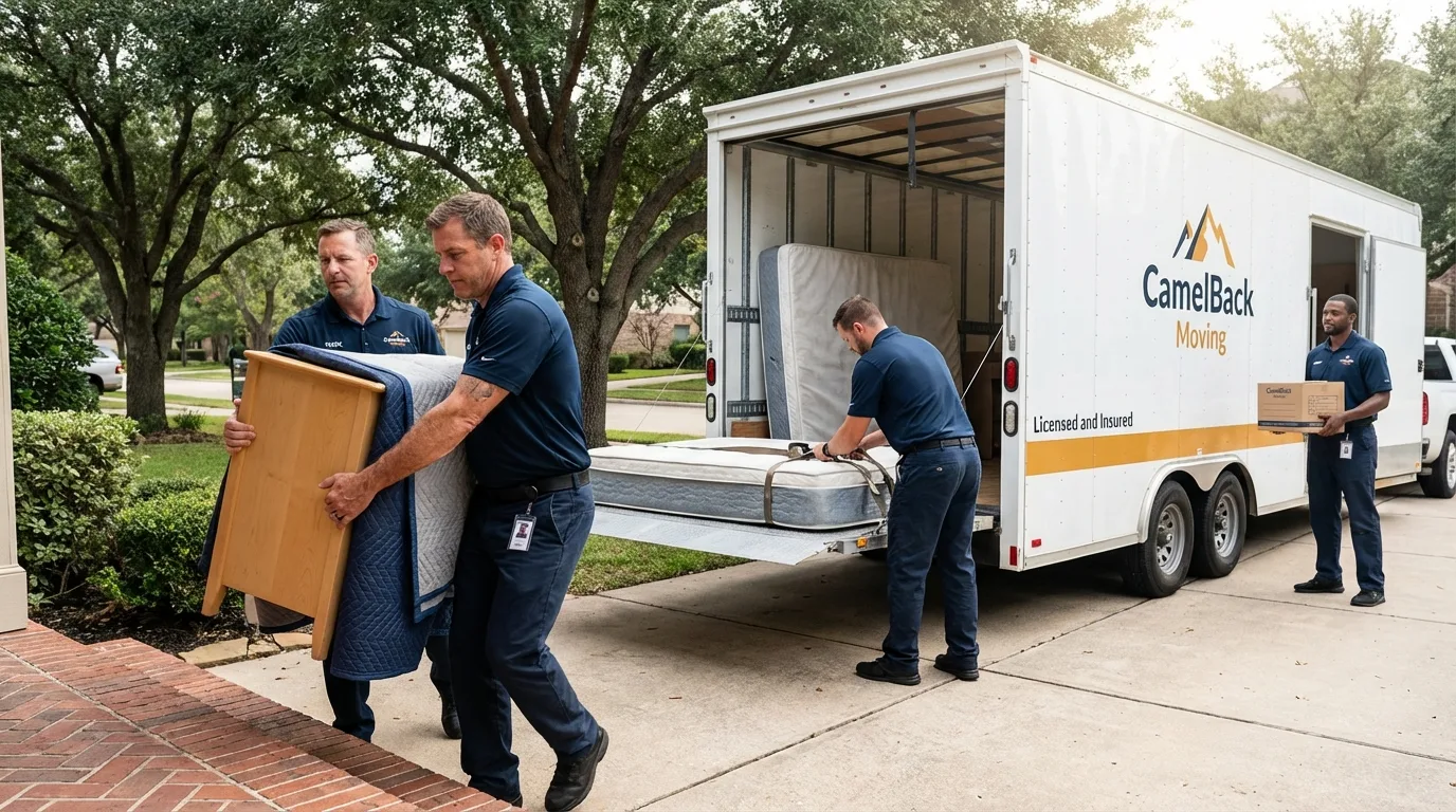 Crew loading residential truck for cross-state move from Corvallis, OR