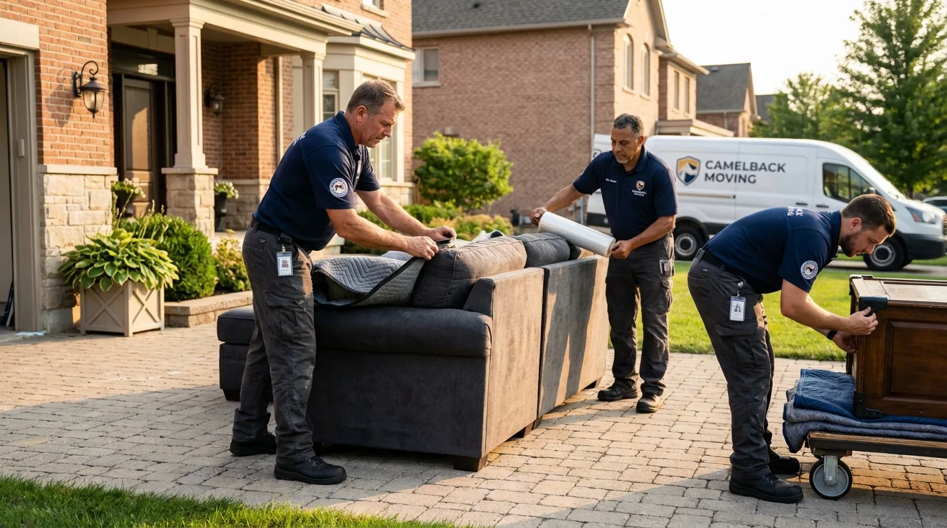 Large estate moving crew wrapping furniture in Corvallis, OR